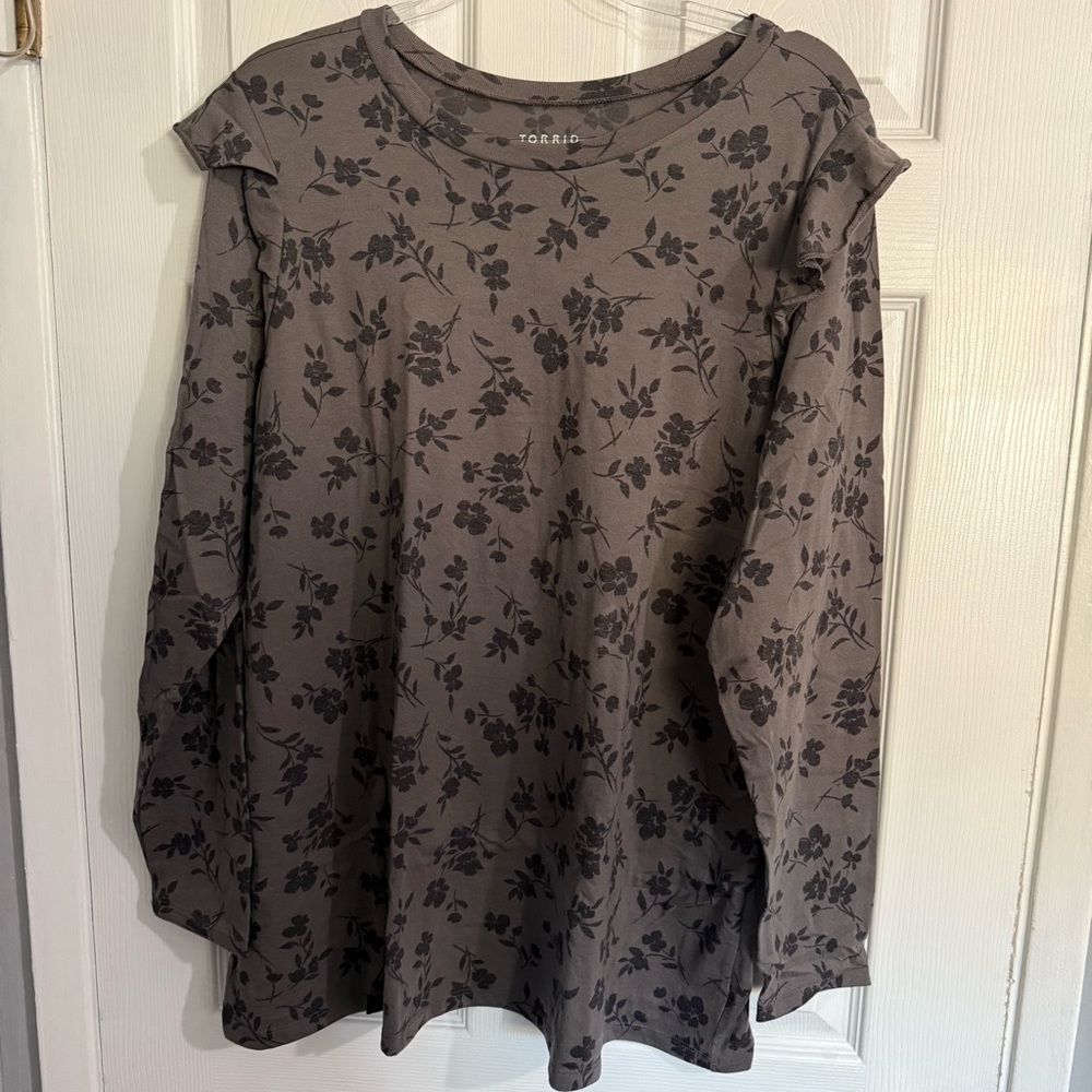 Torrid Gray Floral Sweatshirt